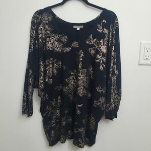 Kim & Cami Gold Floral Dark Blouse